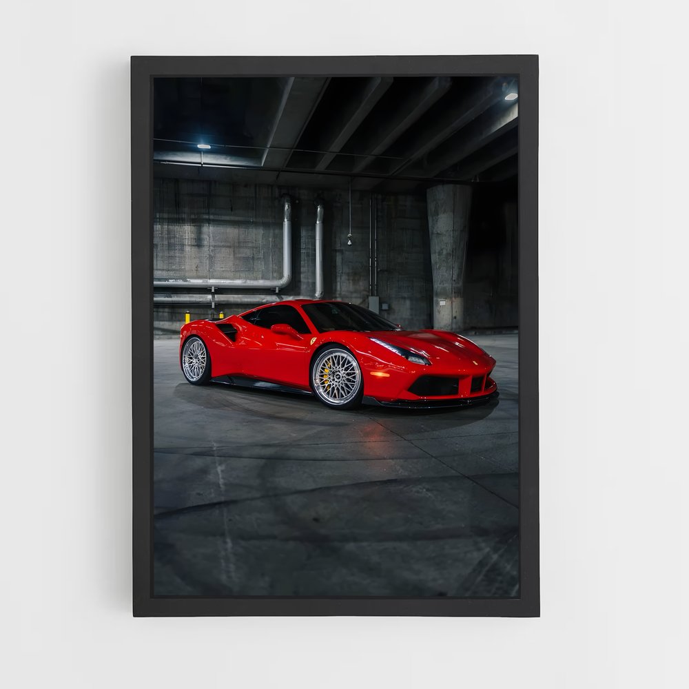 Poster Ferrari en Stationnement (vue 2)